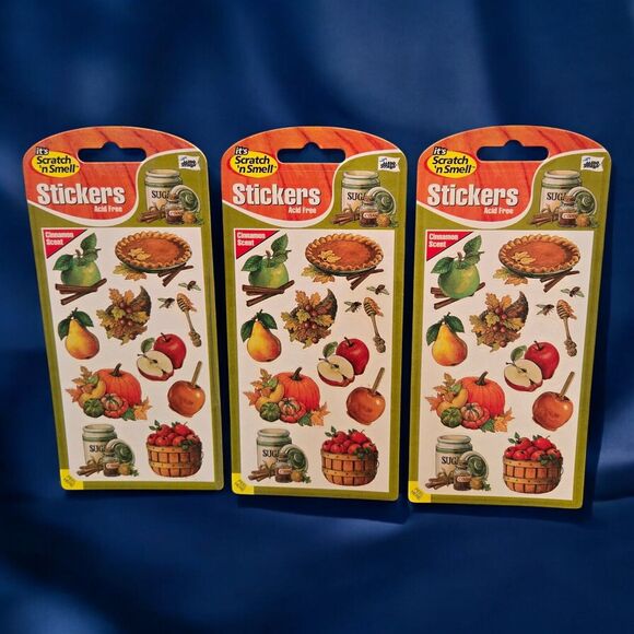 Scratch 'n Smell Stickers Vintage Mello Smello Cinnamon Scent Fall Autumn Food - Picture 2 of 7
